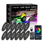 Chipcolor 12 Pods LED Rock Lights Kit, APP/RF Control Multicolor MagicRGB Underglow Neon Lights Waterproof Brake Light Music Mode Exterior Rock Lights for Car Jeep Truck ATV RZR UTV Off Road