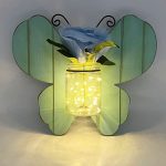 SOBLUING 2Pcs Wood Butterfly Wall Decor, Blue Rose Butterfly Light Gift for Women, Automatic Timing High Brightness LED Butterfly Light is Suitable for Living Room, Bedroom, Porch