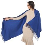 Womens Super Soft Cashmere Acrylic Blend Shawl Scarf Large Pashmina Wrap Stole Solid Color Gift Idea Blue