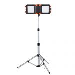 LOVORK Dual-Head LED Work Light Rechargeable Job Site Lighting,Cordless 2000lm Flood Light with Tripod Telescoping,Dimmable,Detachable,Waterproof,for Outdoor Camping,Construction,Car Repairing,Orange