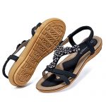 Women’s Summer Sandals Casual Comfortable Flip Flops Beach Shoes Ankle T-Strap Thong Elastic Flat Sandals for Women