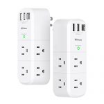 Surge Protector USB Outlet Extender – 2 Pack, Swivel Power Outlet with 1800 Joules Protection, 6 Outlet Splitter with 3 USB Ports (1 USB C), USB Wall Charger Multi Plug Outlet with Rotating Plug