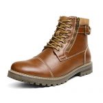 Bruno Marc Men’s Engle-05 Brown Motorcycle Combat Oxford Boot Fur Lining Warm Zipper Boots Size 10 M US
