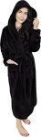 NY Threads Women Fleece Hooded Bathrobe – Plush Long Robe (Medium, Black)