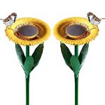 2 Pack Original Sunflower Bird Feeder Outdoor – Flower Shape Bird Feeding Tray, Tiny Bird Bath, Garden Decor Stake, Ideal Gift Surprise for Nature Lover, Wild Bird Watcher, Kids and Children