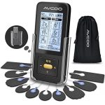 24 Modes TENS EMS Unit, AVCOO Rechargeable Muscle Stimulator with 10 Electrode Pads, TENS Machine Electronic Pulse Massager for Pain Relief with 2X Battery Life, Belt Clip (Black)