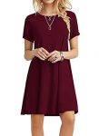 POPYOUNG Women’s 2022 Summer Casual T-Shirt Dresses Beach Dress 2X-Large, Wine Red