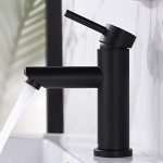 AMAZING FORCE Single Hole Bathroom Faucet Single Handle Bathroom Sink Faucet Matte Black Stainless Steel Basin Mixer Tap – Sink Drain & Deck Plate Not Included(Matte Black) 1.2 GPM