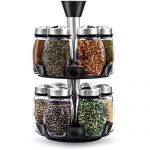 Spice Rack Organizer for Cabinet – Seasoning, Herb and Spice Organizer with 12 Jars and Labels – Spinning Spice Rack – Compact Seasoning Organizer to Fit Cabinets or Countertops (Spices not Included)