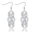 MUSECLOUD White Gold Plated Celtic Knot Dangle Earrings 925 Sterling Silver Infinity Earrings Good Luck Irish Celtic Eternity Knot Earrings Minimalist Jewelry For Women (Silver)