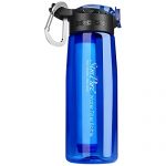 SimPure Filtered Water Bottle, BPA Free Water Bottle with Filter Replaceable 4-Stage Filter Straw, Portable Water Filter Bottle for Camping, Hiking, Backpacking, Travel and Tap Water