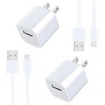 [Apple MFi Certified] iPhone Fast Charger, GEONAV 2 Pack 3FT Lightning to USB Quick Charging Data Sync Transfer Cable with USB Power Rapid Wall Charger Travel Plug Compatible for iPhonePad/AirPods