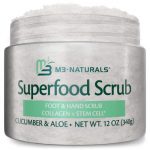 M3 Naturals Superfood Body Scrub with Collagen Stem Cell Exfoliating Face Scrub Body Exfoliator Fight Cellulite Fine-Lines Stretch Marks Spider Veins for Men Women Cucumber Aloe 12 oz