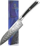 Sunnecko Damascus Kitchen Knife 5 inch-Professional Japanese Chef’s Santoku Knife of Sharp Damascus VG-10 Steel for Meat Vegetable-G10 Handle-Non Stick Blade Design