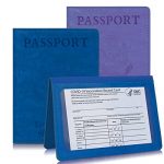 2 Pack Passport and Vaccine Card Holder Combo – Passport Holder with Vaccine Card Slot Waterproof, Synthetic Leather Passport Case Protector, Stylish Passport Holder with 3D Embossed Patterns, Ultra Slim Passport Covers for Men and Women