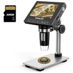 TOMLOV DM4 Coin Microscope 1000X 4.3 LCD Digital Microscope with Metal Stand, 8 LEDs, Photo/Video Capture for Adult Kids Observing Coin/Plant/Rocks/PCB, Windows Compatible, SD Card Included