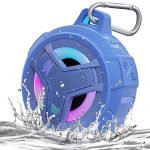 EBODA Waterproof Bluetooth Shower Speaker, IPX7 Floating Portable Speakers, True Wireless Stereo BT 5.0 Speaker, 24H Play, 2000mAh with LED Light for Home, Beach, Shower, Gifts for Men- Light Blue