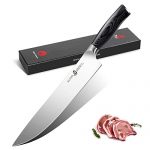 TUO Chefs Knife 10 inch Kitchen Knives Chef Knife,Comfortable Handle German Stainless High Carbon Steel, Fiery Phoenix Series – Black
