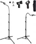 Microphone Stands Boom Mic Stand-Kangziliang Mike Stand Gooseneck Microphone Stand Tripod Adjustable Height 3′- 6′ with Mic Clips and 3/8″ – 5/8″ Adapter Microphone Stand for Singing,Most Mics
