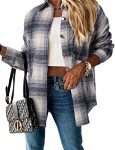 Women’s facecloth Button Down Shirt Long Sleeve Oversized Boyfriend Style Shirt top Blue 3XL