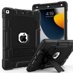 TIMISM Case for iPad 9th GenerationPad 8th GenerationPad 7th Generation, Slim Hard Heavy Duty Shockproof Protective Case with Kickstand for iPad 10.2 inch 2021/2020/2019, Black