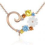 YOHOYO Cute Sunflower Daisy Necklaces for Girls Women 925 Sterling Silver Rose Gold Birth Flower Heart Pendant Necklace Birthday Party Jewelry Gift for Teen Girl Daughter Granddaughter Niece