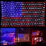 American Flag Lights with 390 Super Bright Led and 8 Fantastic Modes, Waterproof Led Flag Net Light of the United States, Hanging Ornaments for Christmas Party Independence Day, Memorial Day, July 4th