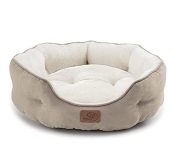 Bedsure Small Dog Bed for Small Dogs Washable – Round Cat Beds for Indoor Cats, Round Pet Bed for Puppy and Kitten with Slip-Resistant Bottom, Camel, 20 Inches