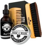 Beard Brush, Beard Comb, Beard Oil, & Beard Balm Grooming Kit for Men’s Care, Travel Bamboo Facial Hair Set for Growth, Styling, Shine & Softness, Great Gifts for Him