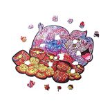 Wooden Jigsaw Puzzles-Gold Piggy Puzzle 562 Unique Shape Animal Wooden Puzzle,Best Gift for Adults and Kids, Family Game Play Collection Size 19.4″x14.1″ in a Beautiful Gift Package