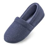 ULTRAIDEAS Women’s Cozy Memory Foam Knit Slippers, Ladies’ Closed Back House Shoes (Small / 5-6, Navy)