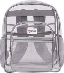 Clear Backpack For Work XL – Heavy Duty School Bookbag has TSA Lock – 2-WAY Zip – Transparent PVC – H18”xW14”xD8″