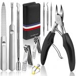 Toenail Clippers for Thick Nails, Podiatrist Large Nail Clippers Set, Ingrown Toenails Tools with Corrector Treatment, Stainless Steel Sharp Curved Blade Grooming Pedicure Kit for Men, Women & Seniors