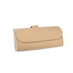 HALOYIVGO Glasses Holder for Car Sun Visor, Leather Sunglasses Clip Storage Case,Automotive Interior Accessories Apply to All Car Models (Beige)