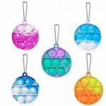 BINGLALA Simple Fidget Toy Pop Fidget Toy Mini Stress Relief Hand Toys Keychain Toy Push Pop Bubble Wrap Pop Anxiety Stress Reliever Office Desk Toy for Kids Adults (Round-5pcs)