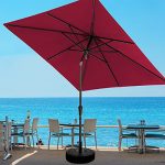 JEAREY 7.5×7.5 FT Square Patio Umbrellas Aluminum Outdoor Umbrella Market Table Umbrellas with Push Button Tilt, Crank and 8 Sturdy Ribs for Lawn, Garden, Deck, Backyard & Pool, Red