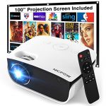 Outdoor Projector, Mini Projector with 100″ Screen, 1080P and 240″ Supported Movie Projector 7500 L Portable Home Video Projector Compatible with Smartphone/TV Stick/PS4/PC/Laptop
