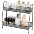 AMADA HOMEFURNISHING Wall Shelves Black, Floating Shelves with Invisible Metal Brackets for Bedroom, Bathroom, Living Room and Kitchen, 3 Sets-AMFS07