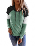 Hilltichu Womens Color Block Hoodies Casual Long Sleeve Pullover Tops with Pockets Mint Green