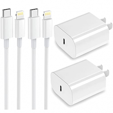 【Apple MFi Certified】 iPhone Fast Charger 20W PD USB C Wall Charger 2-Pack 6FT Cable Fasting Charging Adapter Compatible with iPhone 13 Pro/12/12 Mini/12 Pro Max/11 Pro Max/XS Max/XS/XR/X/8Plus