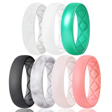 Egnaro Inner Arc Ergonomic Breathable Design, Silicone Rings for Women with Half Sizes, Women’s Silicone Wedding Band, 6mm Wide – 2mm Thick