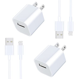 [Apple MFi Certified] iPhone Fast Charger, GEONAV 2 Pack 3FT Lightning to USB Quick Charging Data Sync Transfer Cable with USB Power Rapid Wall Charger Travel Plug Compatible for iPhonePad/AirPods