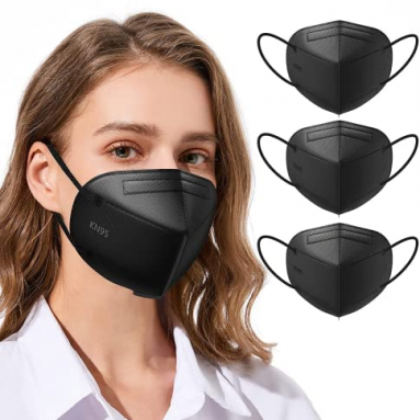 TOPMAX KN95 Face Masks 25 Pack 5-Ply Breathable Filter Efficiency≥95% Protective Cup Dust Disposable Masks Against PM2.5 Black