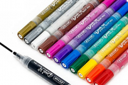 ZEYAR Dual Tip Paint Pens, Medium Tip and Extra Fine Tip, Water Based Acrylic & Waterproof Ink, Assorted Colors, Works on Rock, Wood, Glass, Metal, Ceramic and More, Patented Product (12 Colors)